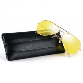 Oversized Anti-glare HD Night Driving Glasses Polarized Unisex Aviator Sunglasses - Gold Frame Yellow Lens - CQ187YSNAT7 $18.24