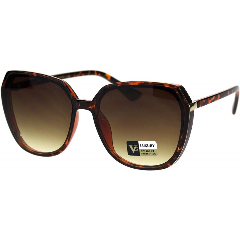 Butterfly Womens Mod Oversize Designer Fashion Squared Butterfly Sunglasses - Tortoise Brown - CR18QYCQ4SK $11.80