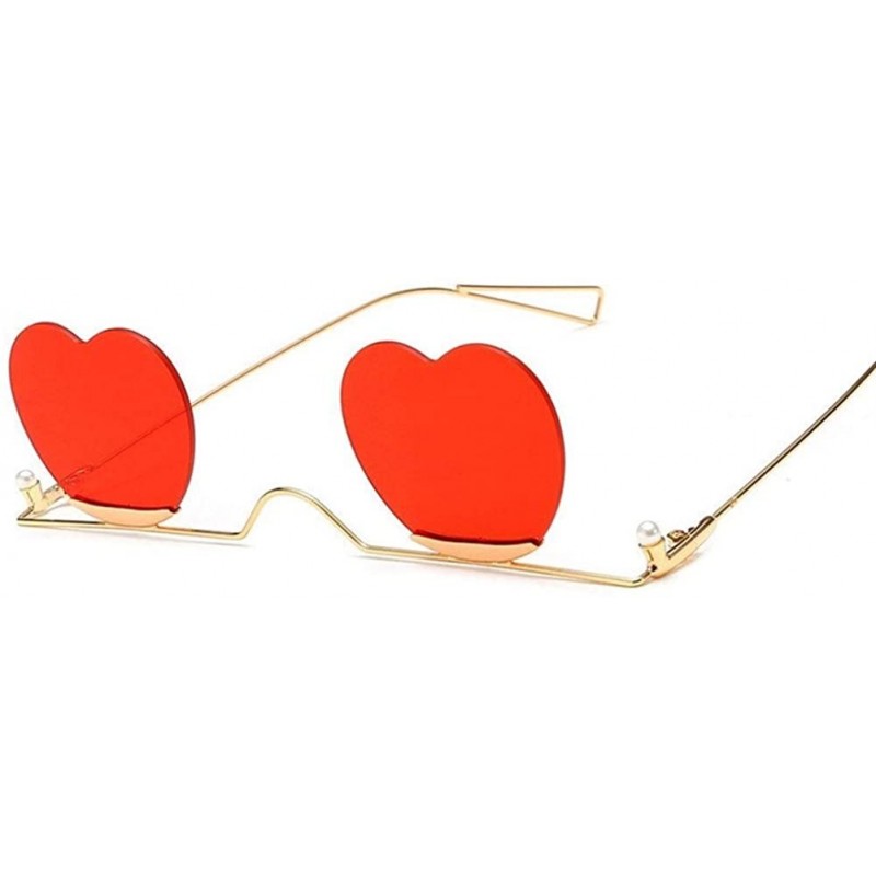 Rimless Fashion Small Rimless Sunglasses Women Vintage Heart Glasses Luxury Brand Metal Pearl Frame Unique Eyewear - 2 - CW19...