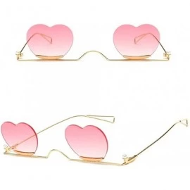 Rimless Fashion Small Rimless Sunglasses Women Vintage Heart Glasses Luxury Brand Metal Pearl Frame Unique Eyewear - 2 - CW19...