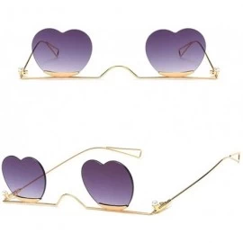 Rimless Fashion Small Rimless Sunglasses Women Vintage Heart Glasses Luxury Brand Metal Pearl Frame Unique Eyewear - 2 - CW19...