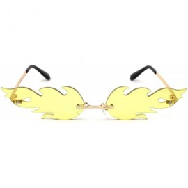 Rimless High Fashion Runway Unique Flame Shape Lens Rimless Sunglasses - Gold Yellow - C3190QADE3L $12.71