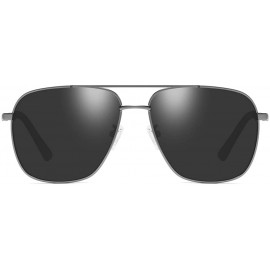 Rectangular Oversized Square Pilot Polarized Sunglasses for Men Driving UV400 Protection - Metal Grey - CB18O4Z0AQM $15.18