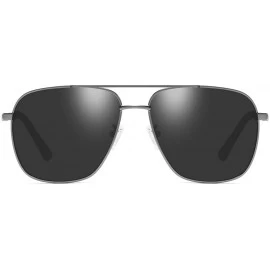 Rectangular Oversized Square Pilot Polarized Sunglasses for Men Driving UV400 Protection - Metal Grey - CB18O4Z0AQM $15.18