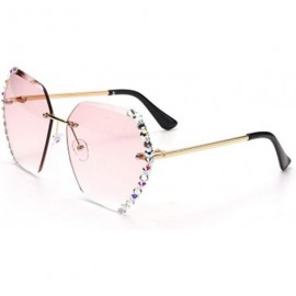 Sport Sunglasses Women's Frameless Crystal Cut Edge UV Protection Diamond Sunglasses - 5 - C5190R73RHW $34.00