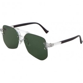 Rimless Rimless Clear Frame Flat Geometric Aviator Sunglasses - Green Black - C9190MUL3WN $15.10