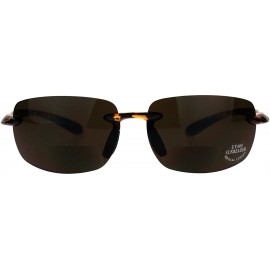 Rectangular Mens Rimless Warp Sport Sunglasses With Bifocal Reading Lenses - Tortoise Brown - CC18D8LDL5N $10.74