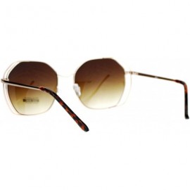 Butterfly Retro Oversize Metal Octagonal Butterfly Womens Sunglasses - Gold Brown - CR12J1IFJLD $13.16