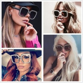 Square Square Rhinestone Oversized Sunglasses Metal Frame Retro Bling Sun glasses for Women - Champagne - CC18WQ0WK0M $8.80