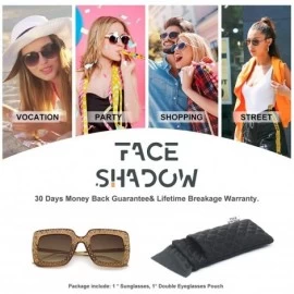 Square Square Rhinestone Oversized Sunglasses Metal Frame Retro Bling Sun glasses for Women - Champagne - CC18WQ0WK0M $8.80