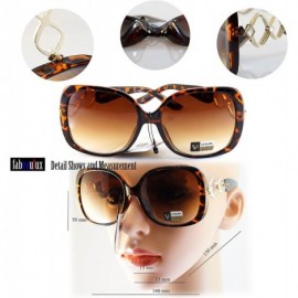 Rectangular Luxury Chic Rhinestone Metal Cross-Cut Temple Square Sunglasses A049 - Tortoise/ Brown Gradient - C6187ONQEK5 $11.45