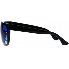 Rectangular Oceanic Color Gradient Lens Flat Top Racer Retro Sunglasses - Black Blue - CS1875RG8KW $14.85