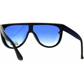 Rectangular Oceanic Color Gradient Lens Flat Top Racer Retro Sunglasses - Black Blue - CS1875RG8KW $14.85