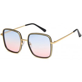 Square Unisex Sunglasses Fashion Gold Pink Drive Holiday Square Non-Polarized UV400 - Gold Blue - CZ18RLIUK7A $11.84