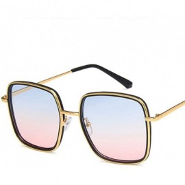 Square Unisex Sunglasses Fashion Gold Pink Drive Holiday Square Non-Polarized UV400 - Gold Blue - CZ18RLIUK7A $11.84