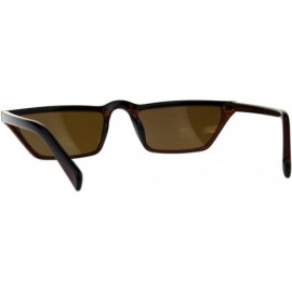 Cat Eye Womens Retro Vintage Narrow Flat Top Cat Eye Plastic Hippie Sunglasses - Brown Yellow Brown - CD18CGNOXY9 $9.72