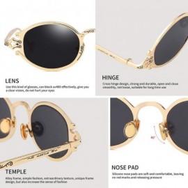 Oval Vintage Steampunk Sunglasses Circle Glasses - 001gold/Black - CO18M3S5LG9 $18.43