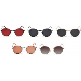 Round Women's Polarized Sunglasses Men Retro Orange Metal Frame Round Sun Glasses Female UV400 - Black With Orange - CU18AQUD...