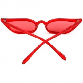 Cat Eye Vintage Retro Cat Eye Sunglasses - Clear Red - CY18A9WGH2Z $11.12