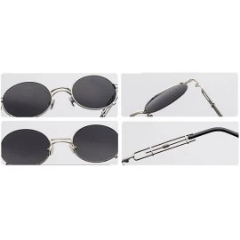 Oval Steampunk Sunglasses Men Vintage Oval Sun Glasses For Women Summer 2018 UV800 - Silver With Blue - CD18D4OMXHL $8.29