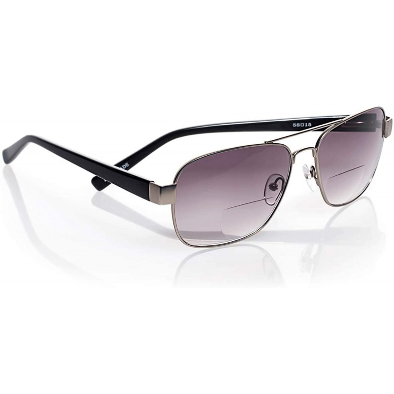 Aviator Big Bal Unisex Premium Reader Sunglasses - Matte Silver Metal Front With Black Temples - CZ18SD406TW $38.60