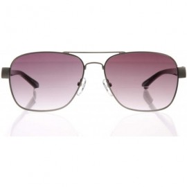 Aviator Big Bal Unisex Premium Reader Sunglasses - Matte Silver Metal Front With Black Temples - CZ18SD406TW $38.60