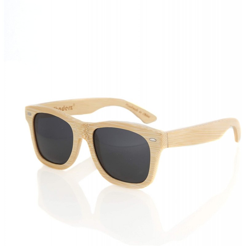 Wayfarer Bamboo Wood Wooden Polarized Sunglasses Natural Light Floating Frames w/Pouch - Black - C71246ZYD81 $21.47