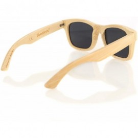 Wayfarer Bamboo Wood Wooden Polarized Sunglasses Natural Light Floating Frames w/Pouch - Black - C71246ZYD81 $21.47