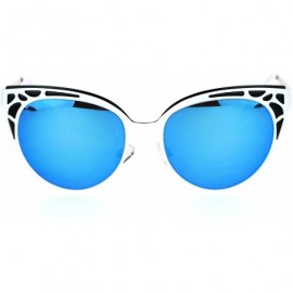 Cat Eye Art Nouveau Deco Horn Rim Cat Eye Womens Sunglasses - White Blue - C412N46OCF6 $15.18