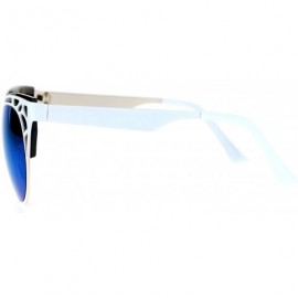 Cat Eye Art Nouveau Deco Horn Rim Cat Eye Womens Sunglasses - White Blue - C412N46OCF6 $15.18