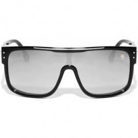 Shield Veer Oversized One Piece Curved Shield Lens Stud Sunglasses - Grey Black - CQ199964Z55 $23.70