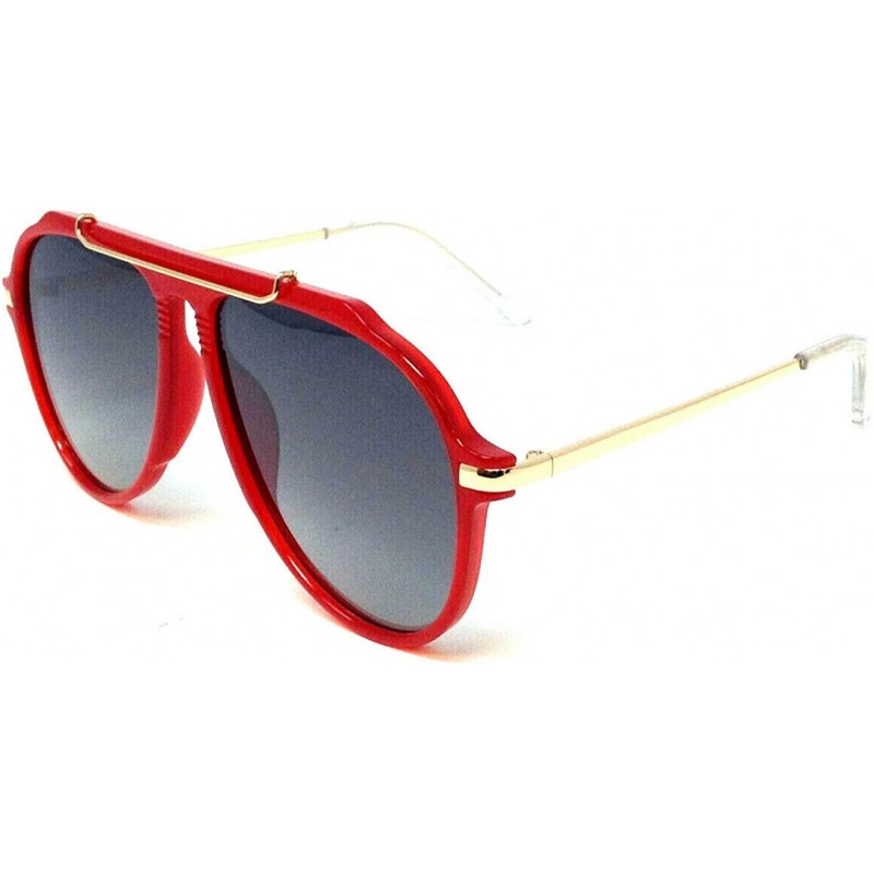 Sport Luxury Classic Retro Turbo Sport Pilot Aviator Sunglasses - Gold- Red & Transparent Frame - C518ZN6SK38 $14.39