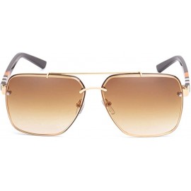 Aviator Retro square sunglasses for men women rimless sunglasses metal frame UV400 protection - 3 - C9199AT6EGN $13.32