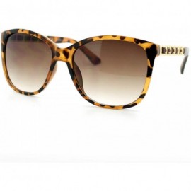 Square Womens Fashion Sunglasses Soft Square Frame Designer Chain Temple - Tortoise - C011X91MDNV $9.93