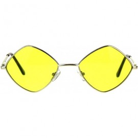 Square Diamond Shape Sunglasses Vintage Indie Fashion Color Lens Spring Hinge - Gold (Yellow) - C418EO4TQ9D $10.54