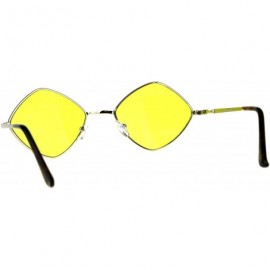 Square Diamond Shape Sunglasses Vintage Indie Fashion Color Lens Spring Hinge - Gold (Yellow) - C418EO4TQ9D $10.54