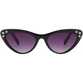 Cat Eye Fashion Rhinestone Cat Eye Sunglasses Womens Vintage Shades Plastic Frame - Black Purple - CM198C25TR9 $13.38