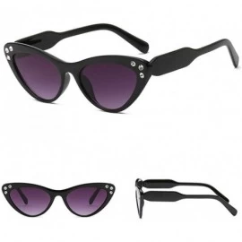 Cat Eye Fashion Rhinestone Cat Eye Sunglasses Womens Vintage Shades Plastic Frame - Black Purple - CM198C25TR9 $13.38