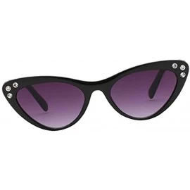 Cat Eye Fashion Rhinestone Cat Eye Sunglasses Womens Vintage Shades Plastic Frame - Black Purple - CM198C25TR9 $13.38