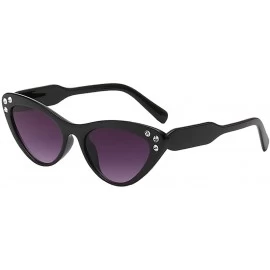 Cat Eye Fashion Rhinestone Cat Eye Sunglasses Womens Vintage Shades Plastic Frame - Black Purple - CM198C25TR9 $13.38