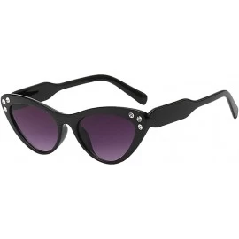 Cat Eye Fashion Rhinestone Cat Eye Sunglasses Womens Vintage Shades Plastic Frame - Black Purple - CM198C25TR9 $13.38