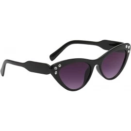 Cat Eye Fashion Rhinestone Cat Eye Sunglasses Womens Vintage Shades Plastic Frame - Black Purple - CM198C25TR9 $13.38