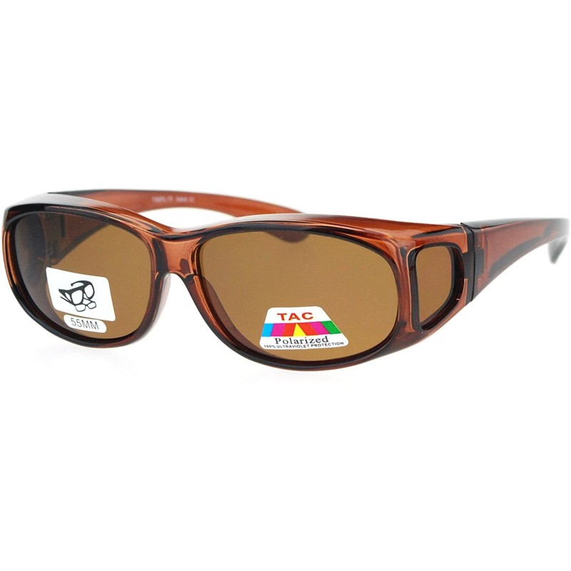 Rectangular Polarized Lens Fit Over Glass Sunglasses Smaller Size Oval Rectangular - Brown - C9189TMCSSM $14.32