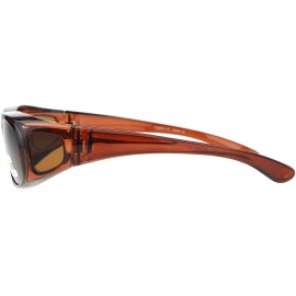 Rectangular Polarized Lens Fit Over Glass Sunglasses Smaller Size Oval Rectangular - Brown - C9189TMCSSM $14.32