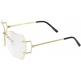 Rimless Oversize Slim Metal Arms Rimless Beveled Clear Lens Square Eyeglasses 61mm - Gold / Clear Tint - C8183NH36L3 $12.52