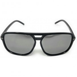 Goggle Retro - Flat Top Polarized Sunglasses Celebrity Style 70's Fashion - Black- Silver Polarized - CW18WYC5H5W $12.20