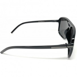 Goggle Retro - Flat Top Polarized Sunglasses Celebrity Style 70's Fashion - Black- Silver Polarized - CW18WYC5H5W $12.20