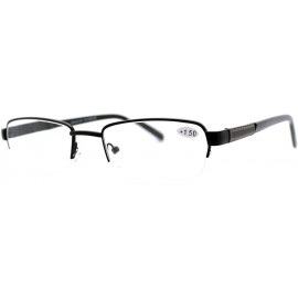 Rectangular Reading Glasses Magnified Lens Half Rim Rectangular Spring Hinge - Black - CE1889ZZ43U $9.97