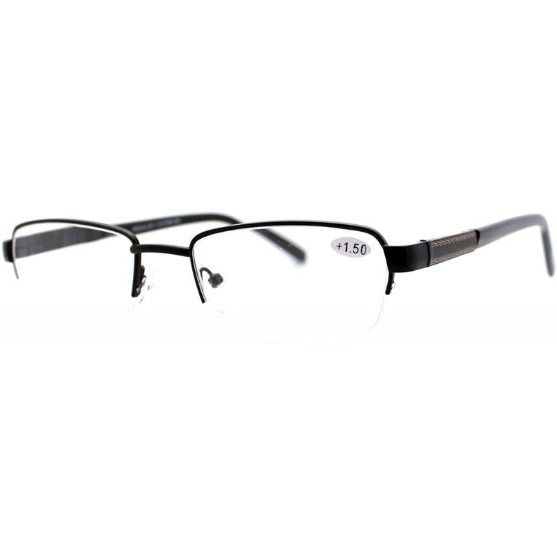 Rectangular Reading Glasses Magnified Lens Half Rim Rectangular Spring Hinge - Black - CE1889ZZ43U $9.97