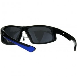 Rectangular Nitrogen Mens Polarized Lens Sport Warp Plastic Sunglasses - Black Blue Black - CH188LHO76W $13.86